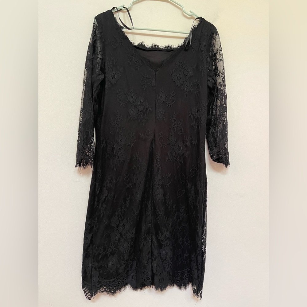 Onyx nite black lace 3/4 sleeve dress